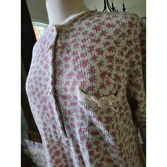 Vintage Night Gear Floral‎ with Bows and Lace Sleep Shirt Medium - Picture 6 of 9